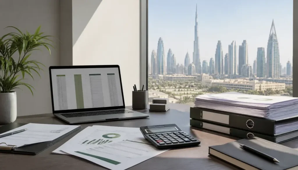VAT documents and calculations for a company in the UAE